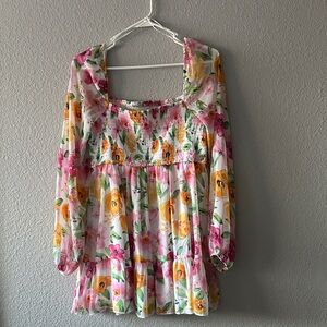 Floral off shoulder Long Sleeve Dress